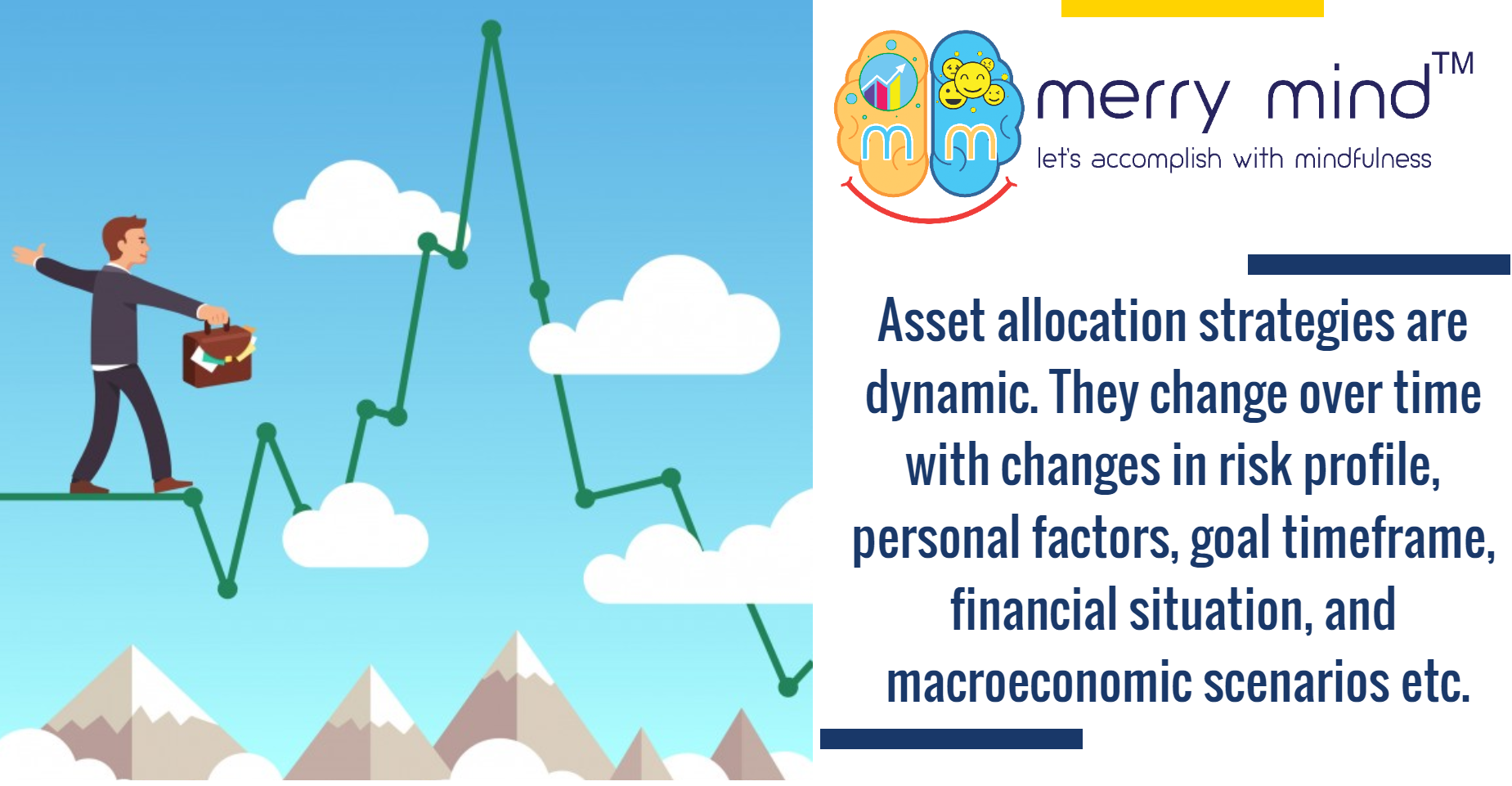 Asset Allocation Strategies are subjective. Your Financial Planner will analyse your personal aspects as well as macroeconomic factors to derive suitable asset allocation